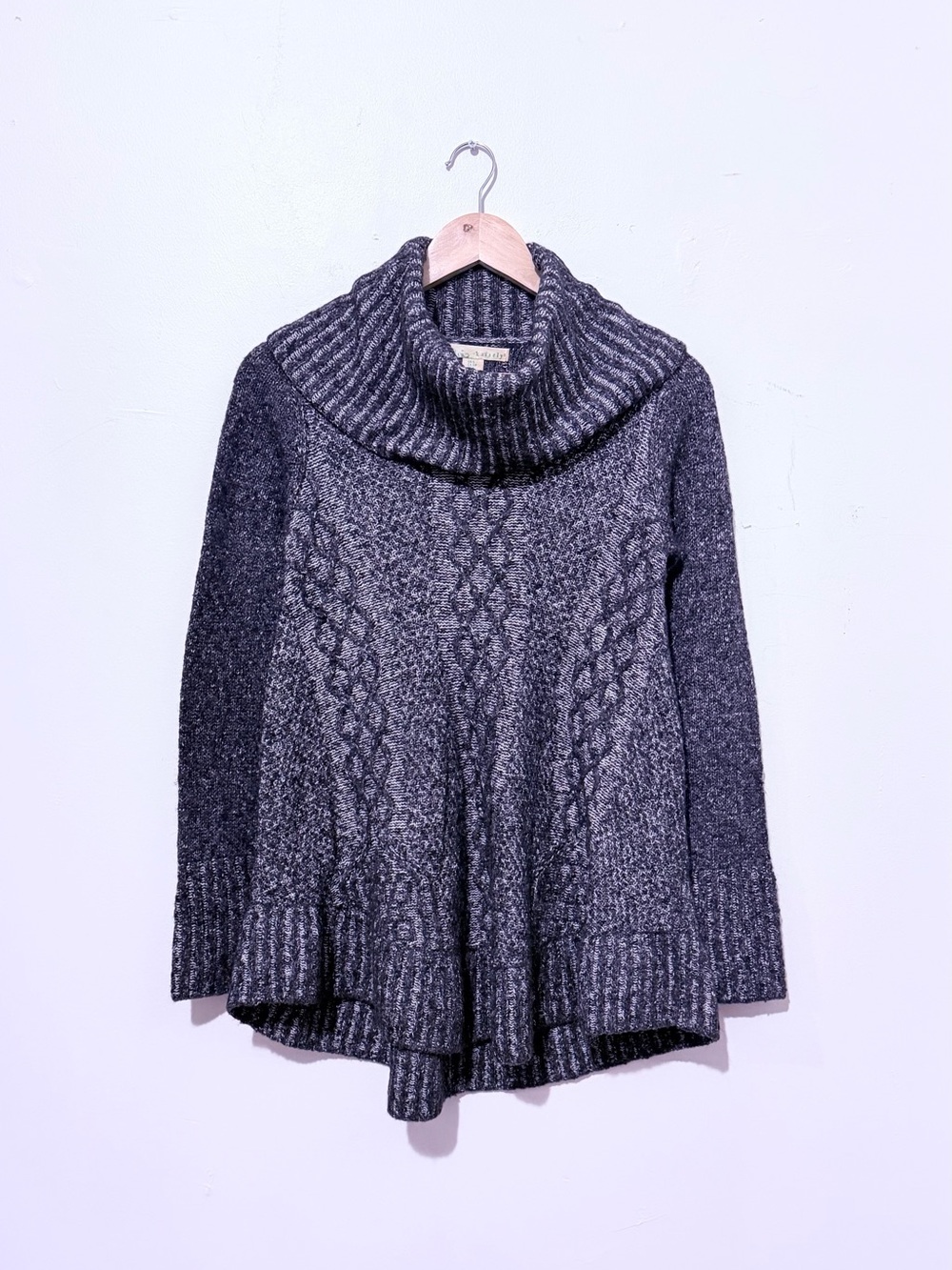 Kaisely Dark Charcoal Cable Cowl Tunic Sweater